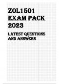 ZOL1501 Exam Pack 2023 LATEST QUESTIONS AND ANSWERS