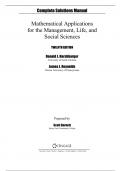 Solution Manual For Mathematical Applications for the Management, Life and Social Sciences 12th Edition by Ronald J. Harshbarger, James J. Reynolds