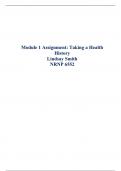 Module 1 Assignment: Taking a Health History  Lindsay Smith NRNP 6552