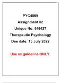 PYC4809 - Assignment 02 - Therapeutic Psycholgy