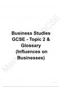 GCSE AQA Business Studies Topic 2 & Glossary Full Notes