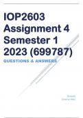 IOP2603 Assignment 4 Semester 1 2023 (699787)