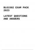 BLG1502 EXAM PACK 2023 LATEST QUESTIONS AND ANSWERS 