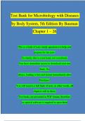 Test Bank for Microbiology with Diseases by Body System 5th Edition, Bauman | Complete Chapter 1 - 26 | 100 % Verified