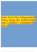 State Farm Fire Independent Policy Exam 50+ QUESTIONS AND CORRECT ANSWERS 2023.