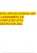 BTEC APPLIED SCIENCE UNIT  9 ASSIGNMENT 9 B COMPLETED UPTO DISTINCTION 2023.