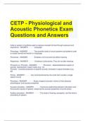 CETP - Physiological and Acoustic Phonetics Exam Questions and Answers 
