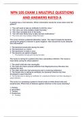 NPN 105 EXAM 1 MULTIPLE QUESTIONS AND ANSWERS RATED A