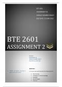 BTE2601 Assignment 2 2023 (706427). 100% RELIABLE answers.