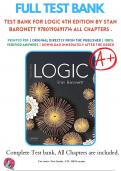 Test Bank For Logic 4th Edition By Stan Baronett 9780190691714 ALL Chapters .