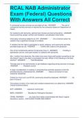 RCAL NAB Administrator Exam (Federal) Questions With Answers All Correct