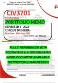 CIV3701 PORTFOLIO MEMO - MAY/JUNE 2023 - SEMESTER 1 - UNISA - (DETAILED ANSWERS - DISTINCTION GUARANTEED!)