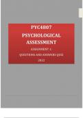 PYC4807 PSYCHOLOGICAL ASSESSMENT  