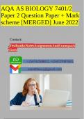 AQA AS BIOLOGY 7401/2 Paper 2 Question Paper + Mark scheme [MERGED] June 2022