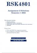 RSK4801 - ASSIGNMENT 2 SOLUTIONS (SEMESTER 01 - 2023)
