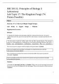 BSC 2011L Lab Topic 17: The Kingdom Fungi (74 Points Possible)