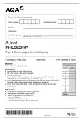 AQA A Level Philosophy Paper 1 Epistemology and moral philosophy - Question Paper 2023