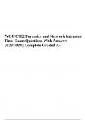 WGU C702 Forensics and Network Intrusion: Final Exam Questions With Answers 2023/2024 Graded A+