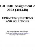 CIC2601 Assignment 2 2023 (301448) (ALL ANSWERS PROVIDED)
