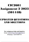 CIC2601 ASSIGNMENT 2 (301448) (ALL ANSWERS PROVIDED)
