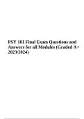 PSYC 101 Final Exam Questions and Answers | All Modules Answers Graded A+ | 2023/2024