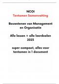 Tentamen samenvatting Management en Organisatie NCOI - Nieuw 2023 met alle leerdoelen