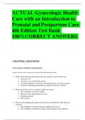 ACTUAL Gynecologic Health Care with an Introduction to Prenatal and Postpartum Care 4th Edition Test Bank 100%CORRECT ANSWERS 