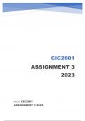 CIC2601 ASSIGNMENT 3 2023