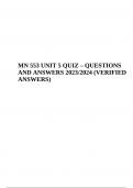 MN 553 UNIT 5 QUIZ | QUESTIONS WITH ANSWERS 2023/2024 | VERIFIED ANSWERS