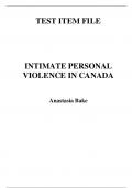 Intimate Personal Violence in Canada 1e Anastasia Bake (Test Bank)