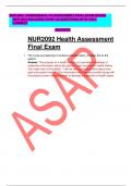 NUR 2092 / NUR2092HEALTH ASSESSMENT FINAL EXAM BRAND NEW Q&A INCLUDED OVER 130 QUESTIONS WITH 100% CORRECT
