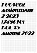 FOO1602 Assignment 2 2023 (748010) - DUE 15 August 202