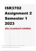 WELL ELABORATED ANSWERS - ISR3702 - Assignment2 - Semester1 -  CHAMBERLAIN COLLEGE OF NURSING- 2023_2024