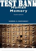TEST BANK for Human Memory 4th Edition by Gabriel A. Radvansky ISBN 9780367252915. (All Chapters 1-18)