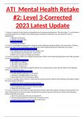ATI  Mental Health Retake #2: Level 3-Corrected 2023 Latest Update
