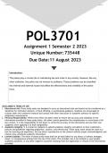 POL3701 Assignment 1 (ANSWERS) Semester 2 2023 - DISTINCTION GUARANTEED