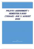 POL3701 Assignment 1 Semester 2 2023 (735448) - DUE 11 August 2023