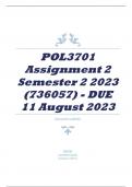 POL3701 Assignment 2 Semester 2 2023 (736057) - DUE 11 August 2023