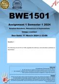 BWE1501 Assignment 1 (COMPLETE ANSWERS) Semester 1 2024 - DUE 11 March 2024