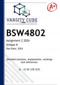 BSW4802 Assignment 2 (ANSWERS) 2024 - DISTINCTION GUARANTEED