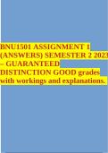 BNU1501 ASSIGNMENT 1 (ANSWERS) SEMESTER 2 2023– GUARANTEED DISTINCTION GOOD grades with workings and explanations