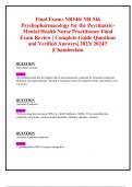 Final Exam: NR546/ NR 546 Psychopharmacology for the Psychiatric- Mental Health Nurse Practitioner Final Exam Review | Complete Guide Questions  and Verified Answers| 2023/ 2024!! |Chamberlain 