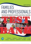 TEST BANK for Families and Professionals: Trusting Partnerships in General and Special Education, 8th edition Turnbull, Francis & Meghan Burke. ISBN-13: 9780136768715.
