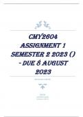 CMY2604 Assignment 1 Semester 2 2023 - DUE 8 August 2023