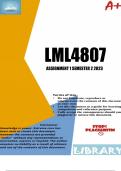 LML4807 Assignment 1 (COMPLETE ANSWERS) Semester 2 2023 - DUE 22 August 2023