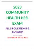 2023 COMMUNITY HEALTH HESI EXAM ALL 55 QUESTIONS & ANSWERS (answer key on last page) A+ - TAKEN 10/18/2022