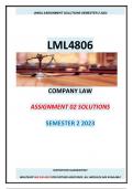 LML4806- Company Law Assignment 02 Solutions Semester 2 2023