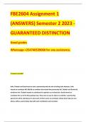 FBE2604 Assignment 1 (ANSWERS) Semester 2 2023 - GUARANTEED DISTINCTION Good grades