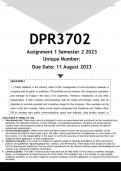 DPR3702 Assignment 1 (ANSWERS) Semester 2 2023 - DISTINCTION GUARANTEED
