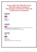 Exam 1: PRN 1381/ PRN1381 (Latest 2023/2024 Update) Principles of Pharmacology Exam Review| Guide with Verified Answers | Rasmussen